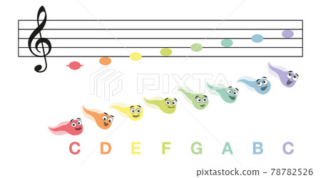 Music notes C major scale with colorful singing... - Stock Illustration  [78782526] - PIXTA