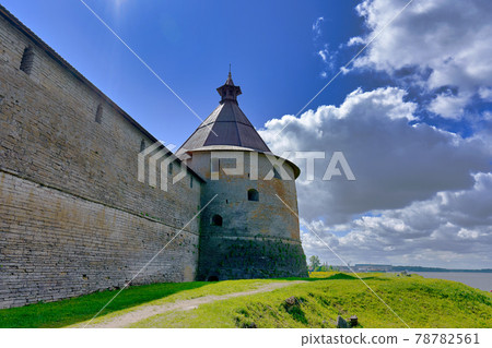 View of the old stone fortress with a watchtower 78782561