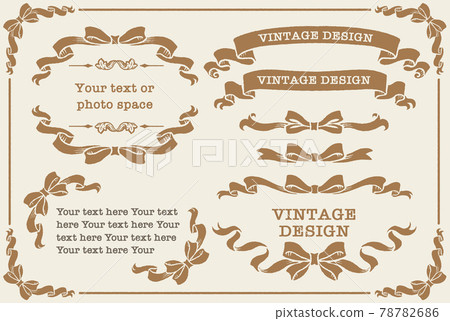 復古絲帶裝飾框架、裝飾邊框和裝飾品的矢量集 78782686