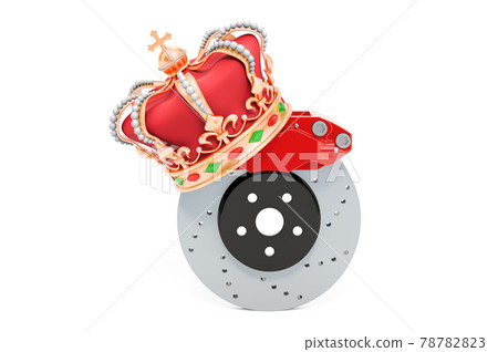 Car disc brake with golden crown, 3D rendering Car disc brake with golden crown, 3D rendering 78782823