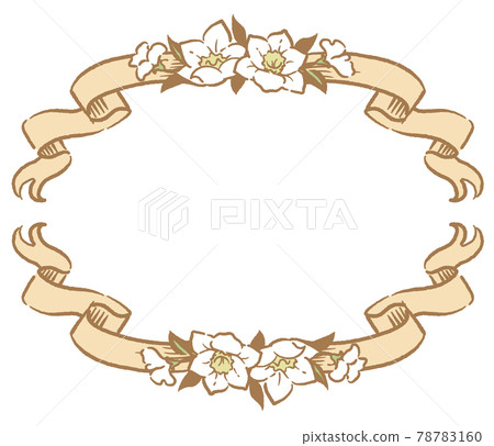 Flower And Ribbon Frame Decorative frame with antique flowers and ribbons - Stock Illustration ...