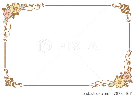 帶古董花和絲帶的裝飾框架 78783167