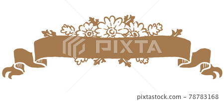 帶古董花和絲帶的裝飾框架 帶古董花和絲帶的裝飾框架 78783168