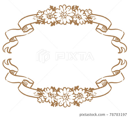 Flower And Ribbon Frame Decorative frame with antique flowers and ribbons - Stock Illustration ...