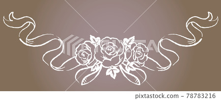 Decorative ornaments with antique flowers and ribbons 78783216