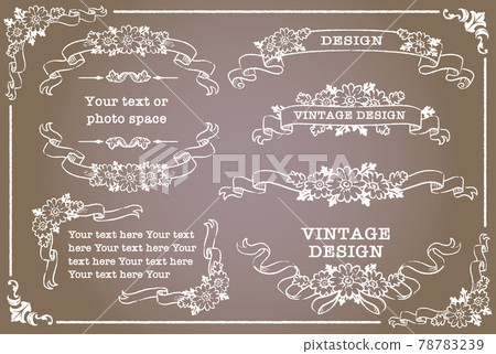 Vector set of antique flower and ribbon decorative frames, decorative borders and ornaments 78783239
