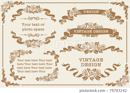 Vector set of antique flower and ribbon decorative frames, decorative lines and ornaments. Vector set of antique flower and ribbon decorative frames, decorative lines and ornaments. 78783242