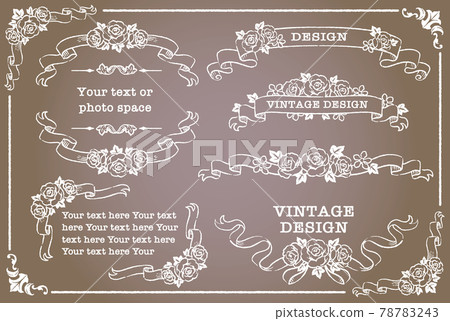 Vector set of antique flower and ribbon decorative frames, decorative lines and ornaments. 78783243