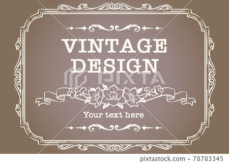 古色古香的花和絲帶裝飾框架，設計材料 78783345