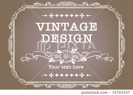 古色古香的花和絲帶裝飾框架，設計材料 78783347