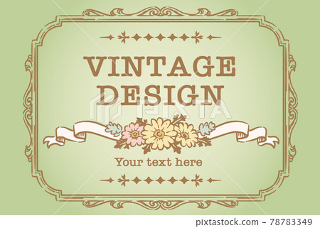 古色古香的花和絲帶裝飾框架,設計材料 古色古香的花和絲帶裝飾框架,設計材料 78783349