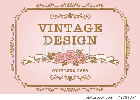 Antique flower and ribbon decorative frame, design material 78783354