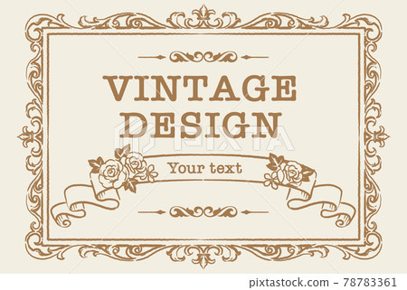 Antique flower and ribbon decorative frame, design material 78783361