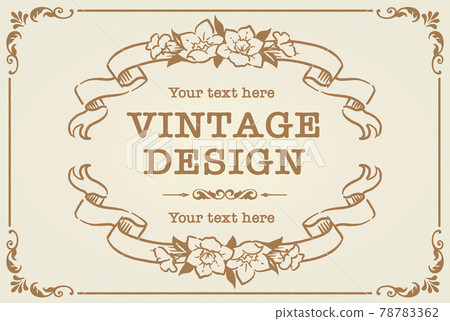 古色古香的花和絲帶裝飾框架,設計材料 古色古香的花和絲帶裝飾框架,設計材料 78783362