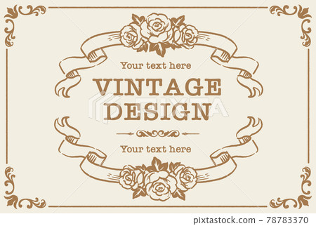 古色古香的花和絲帶裝飾框架，設計材料 78783370