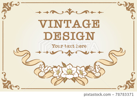 古色古香的花和絲帶裝飾框架,設計材料 古色古香的花和絲帶裝飾框架,設計材料 78783371