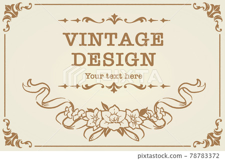 古色古香的花和絲帶裝飾框架，設計材料 78783372