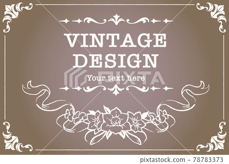 古色古香的花和絲帶裝飾框架，設計材料 78783373
