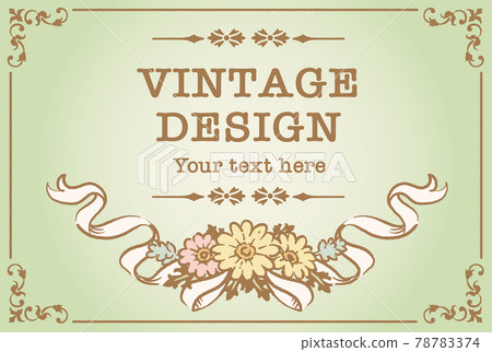 古色古香的花和絲帶裝飾框架，設計材料 78783374