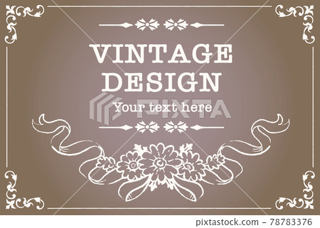 古色古香的花和絲帶裝飾框架，設計材料 78783376