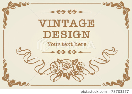 古色古香的花和絲帶裝飾框架，設計材料 78783377