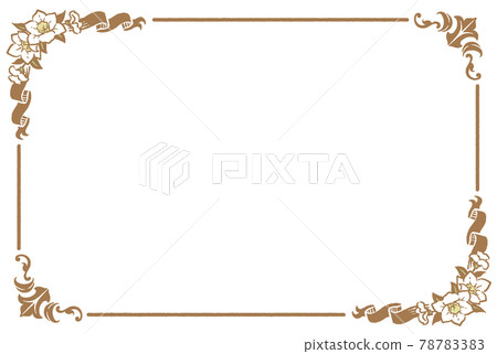 Decorative frame with antique flowers and ribbons Decorative frame with antique flowers and ribbons 78783383