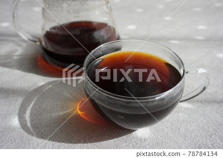 Coffee and server in a glass cup Coffee and server in a glass cup 78784134