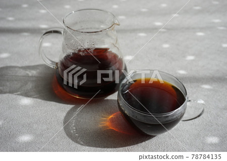 Coffee and server in a glass cup Coffee and server in a glass cup 78784135