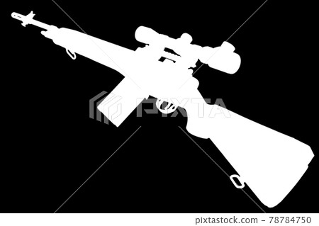 M14 based sniper rifle white silhouette on black background M14 based sniper rifle white silhouette on black background 78784750