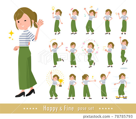 A set of casual fashion women in energetic poses 78785793