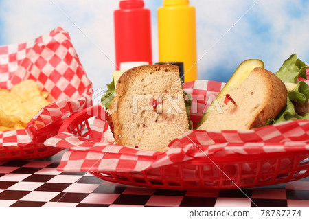 Club Sandwich on Gluten Free Bread in Retro Diner Cafe Club Sandwich on Gluten Free Bread in Retro Diner Cafe 78787274