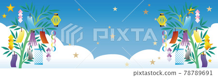 Banner Tanabata bamboo leaves decoration summer festival frame simple copy space illustration material Banner Tanabata bamboo leaves decoration summer festival frame simple copy space illustration material 78789691
