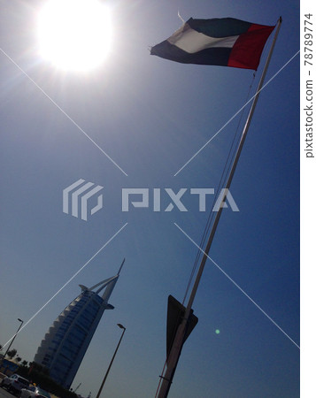 Dubai Famous Hotels and Flags 78789774