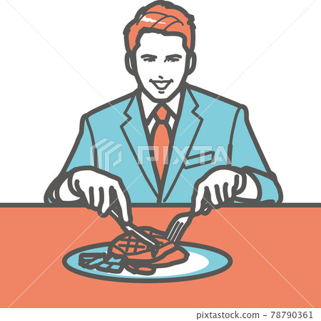 Men eating steak ③ Men eating steak ③ 78790361