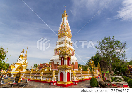 Beautiful white pagoda at Wat Phra That Phanom Temple, Nakhon Phanom 78790797