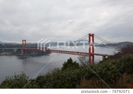 Hirado Bridge, Nagasaki Prefecture, seen from Tabira Park Hirado Bridge, Nagasaki Prefecture, seen from Tabira Park 78792071