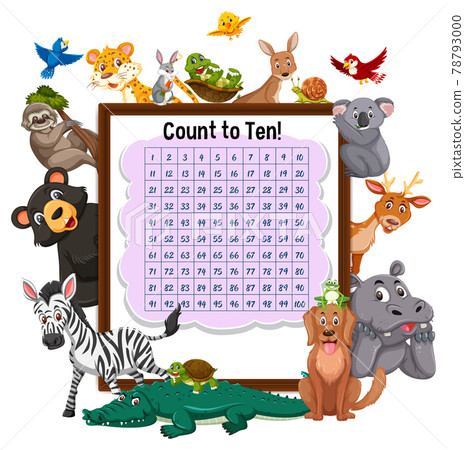 Counting number 1-100 board with wild animals 78793000