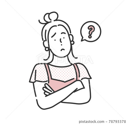 Illustration material of a woman thinking 78793378