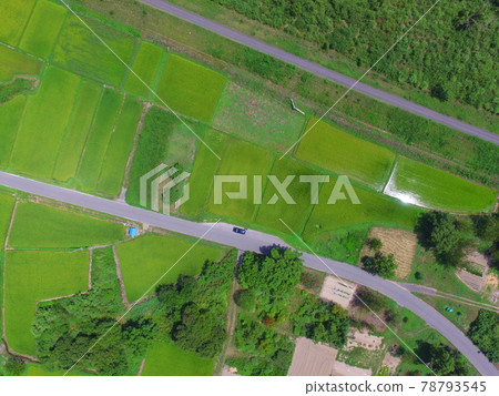Countryside / Road-Aerial view by drone (Oishi Ienoshita, Aizumisato Town, Onuma District, Fukushima Prefecture) 78793545
