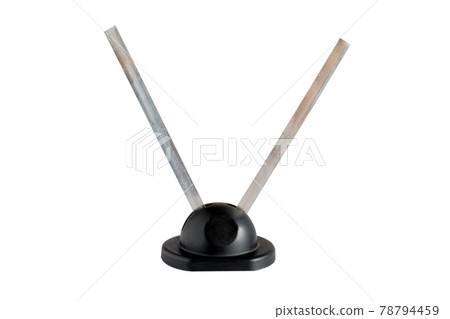 Diy old tv antenna over white,analog tuner connection. Diy old tv antenna over white,analog tuner connection. 78794459