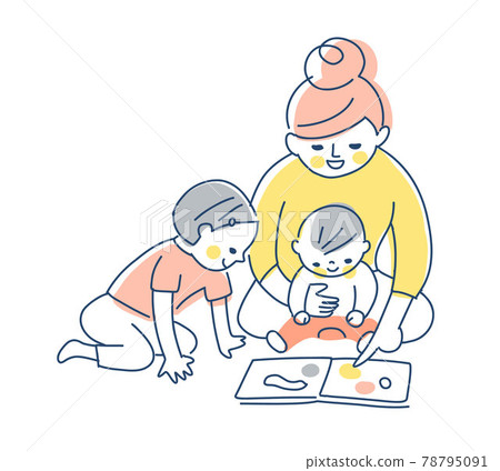 看圖畫書的父母和孩子 看圖畫書的父母和孩子 78795091