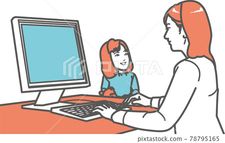 家庭作業母親和女兒 78795165
