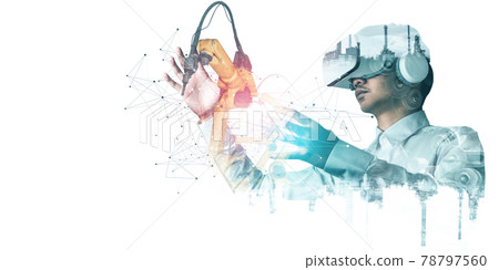 Future VR technology for mechanized industry robot arm control 78797560