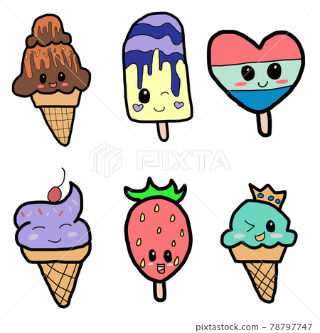 Watercolor Ice cream Clip Art, Art Graphic Watercolor Ice cream Clip Art, Art Graphic 78797747