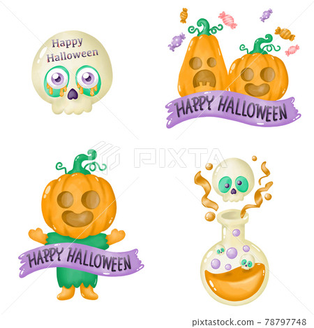 Watercolor Halloween Clip Art, Art Graphic Watercolor Halloween Clip Art, Art Graphic 78797748