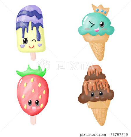 Watercolor Ice cream Clip Art, Art Graphic Watercolor Ice cream Clip Art, Art Graphic 78797749