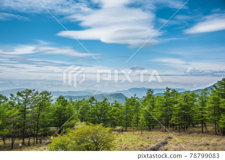 《長野縣》從日向木場展望台看的奇野市風景馬千路山脈 78799083