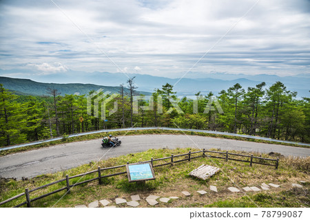 《長野縣》從日向木場展望台看的奇野市風景馬千路山脈 78799087