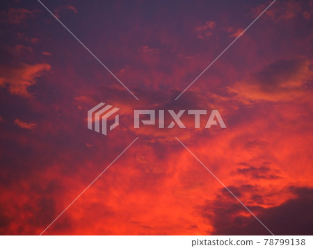 Beautiful sunset clouds dyed red 78799138