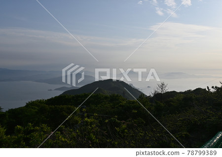 Sunset over the Sea of Japan from Fukui Obama "Angel Line". A divine view. View from Tango Peninsula to Cape Echizen. 78799389